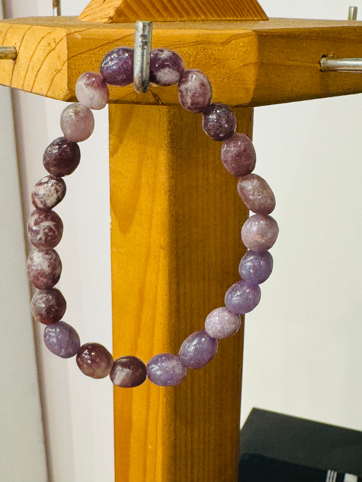 Lepidolite Nugget Beaded Stretch Gemstone Bracelet 5 mm