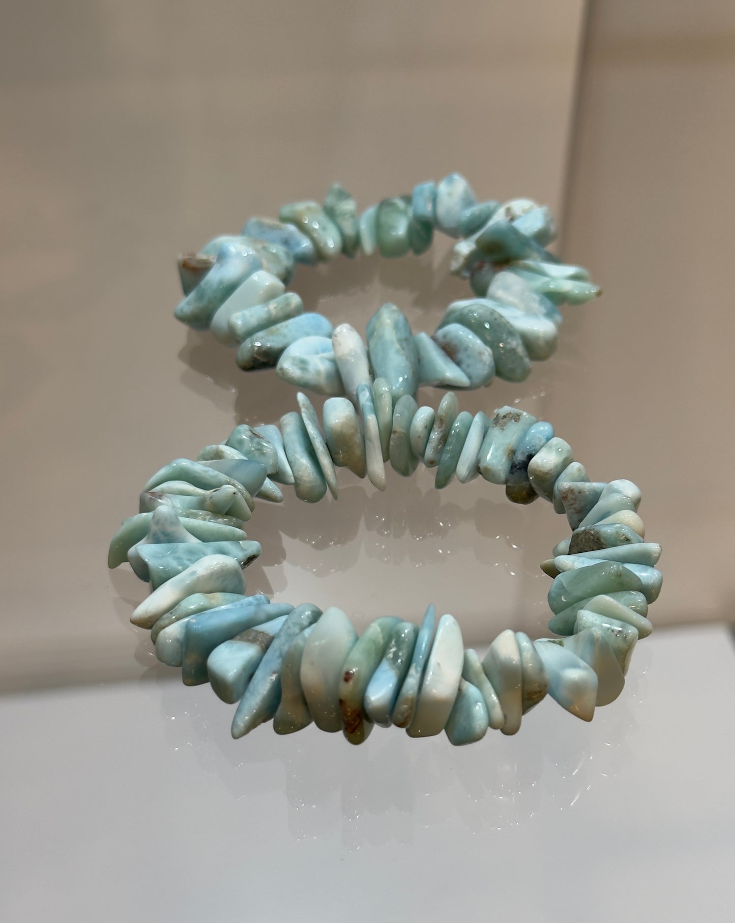 Larimar Free Form Beaded Tumbled Chips Bracelet