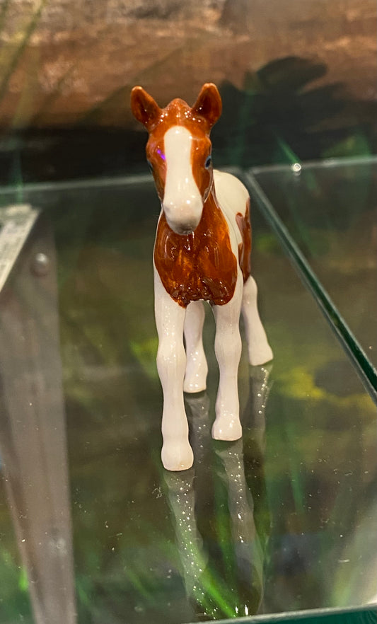 Tiny Pinto Foal Standing Northern Rose Porcelain Mini Figurine