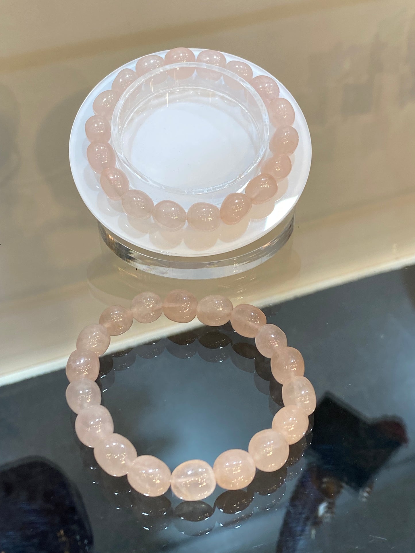 Rose Quartz Free-Form Bead Bracelet 8mm