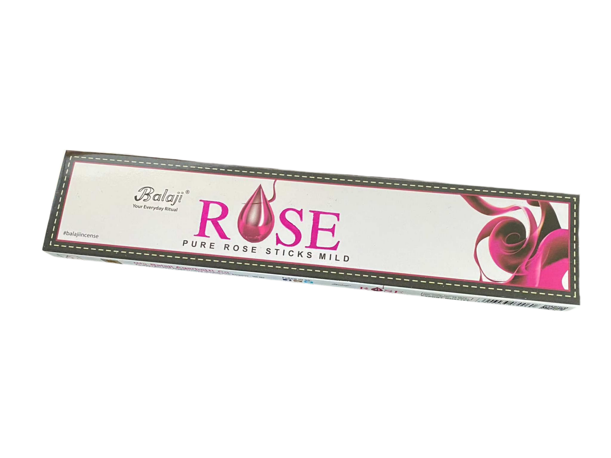 Balaji Rose Incense Sticks box with rose oil essence branding.