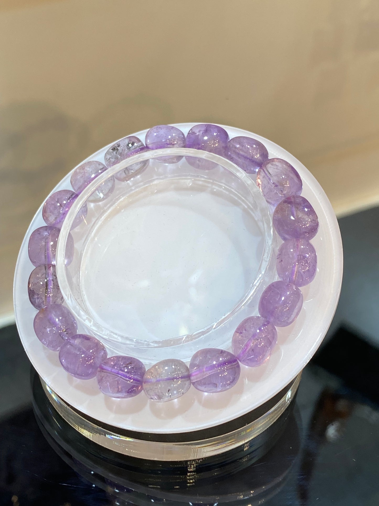 Amethyst Faceted Nugget Beaded Stretch Bracelet 8-10mm