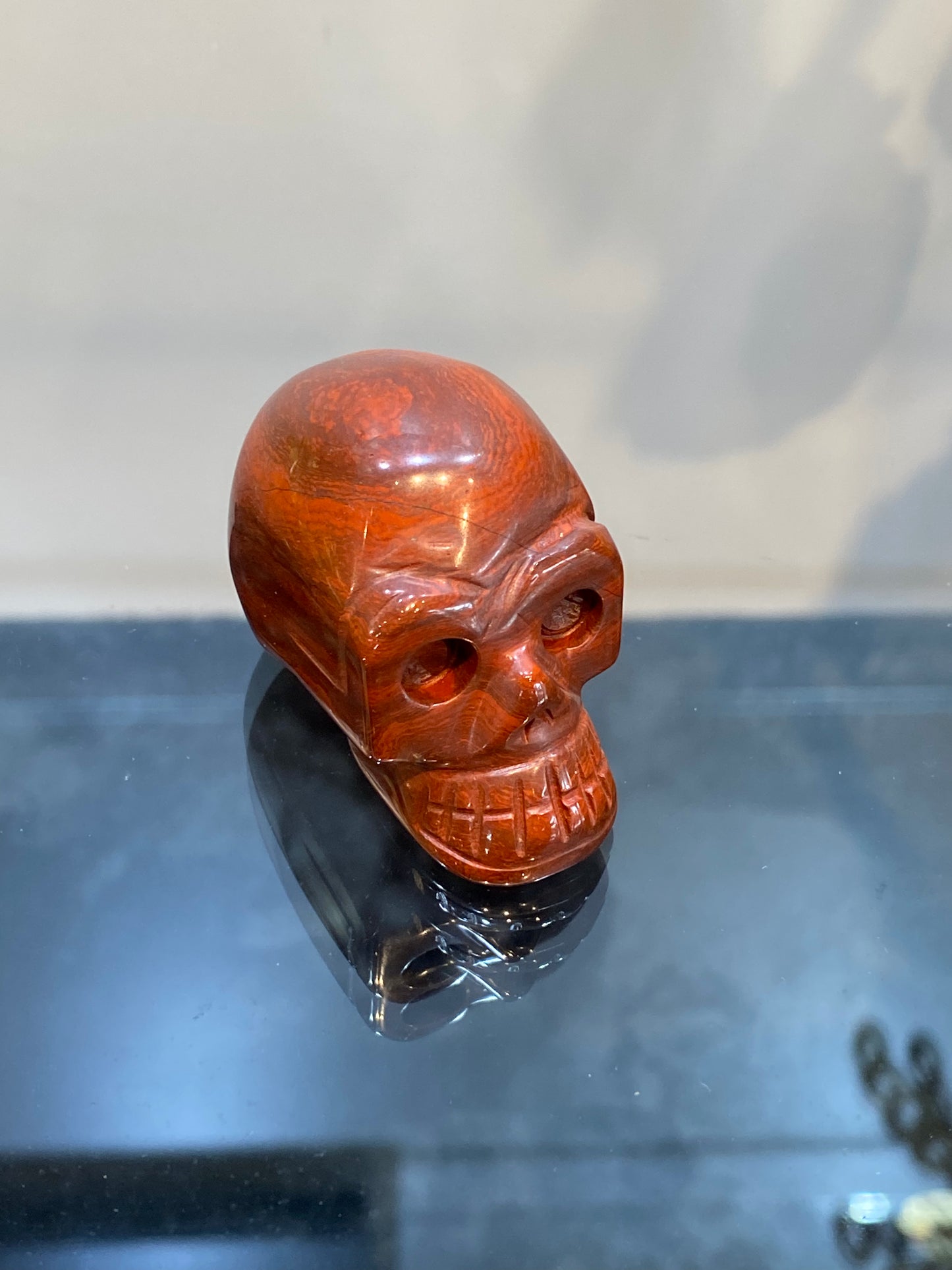 Polished Natural Hand Carved Red Jasper Crystal Skull Small