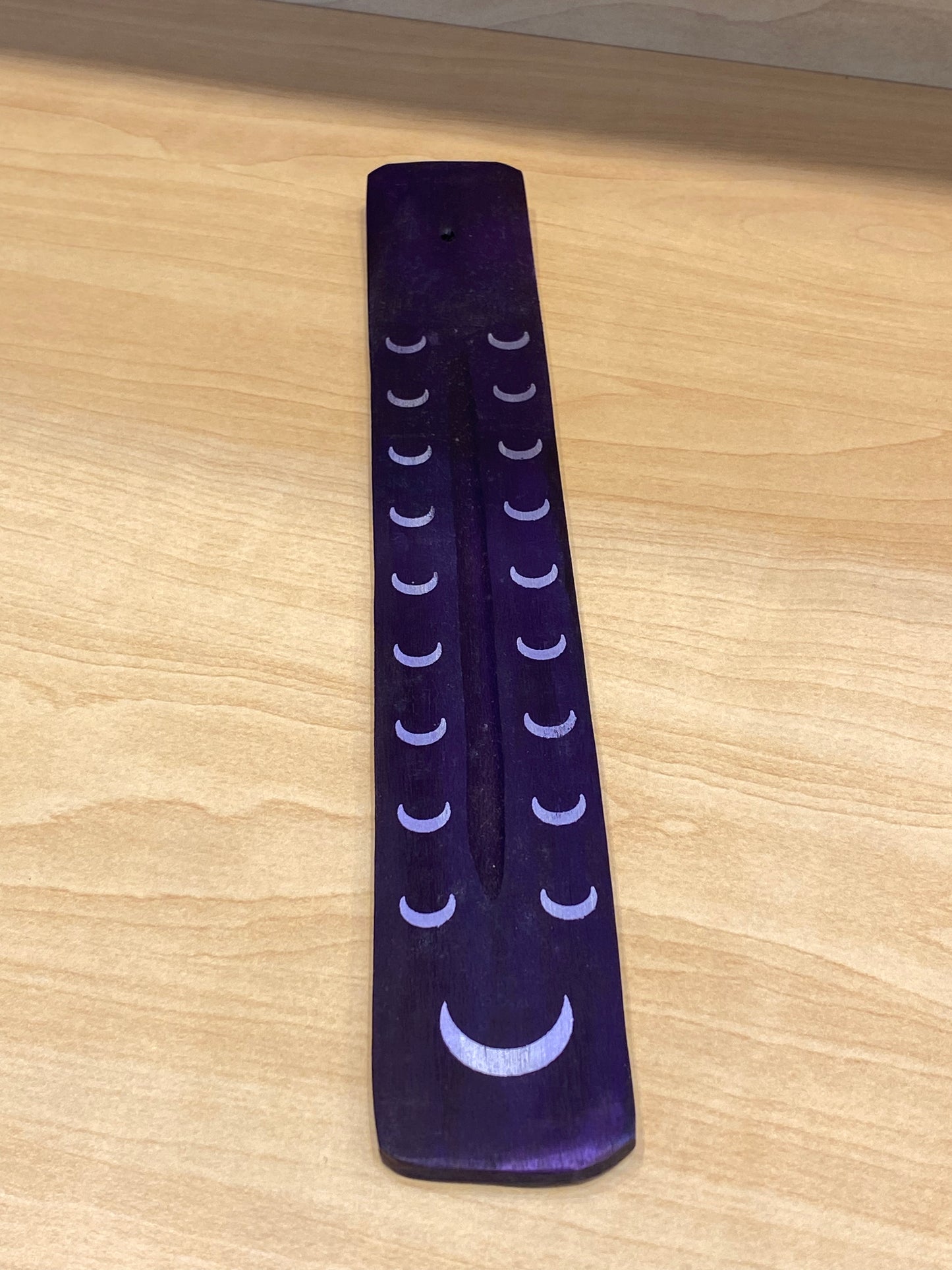 Wooden Incense Stick Holder Crescent Moon (Purple)