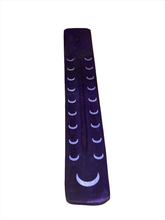 Wooden Incense Stick Holder Crescent Moon (Purple)