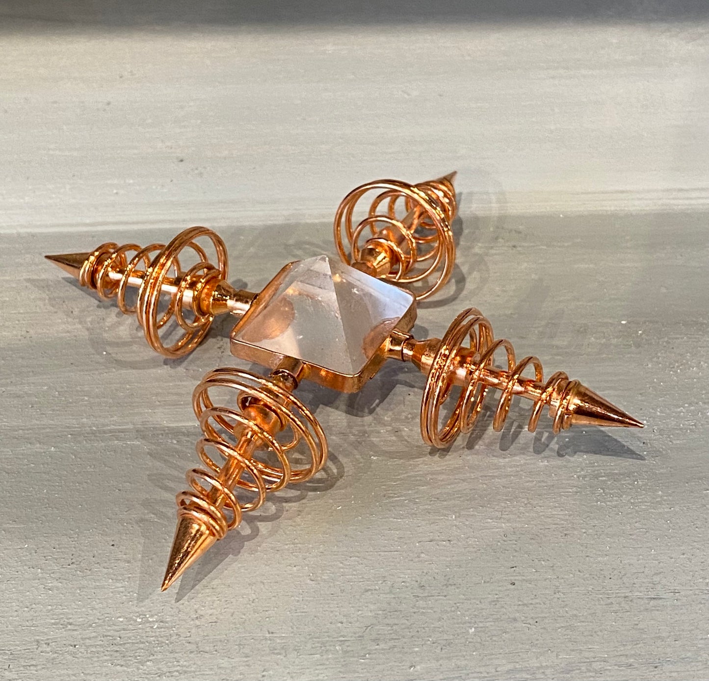 Copper Spiral and  Clear Quartz Pyramid Generator