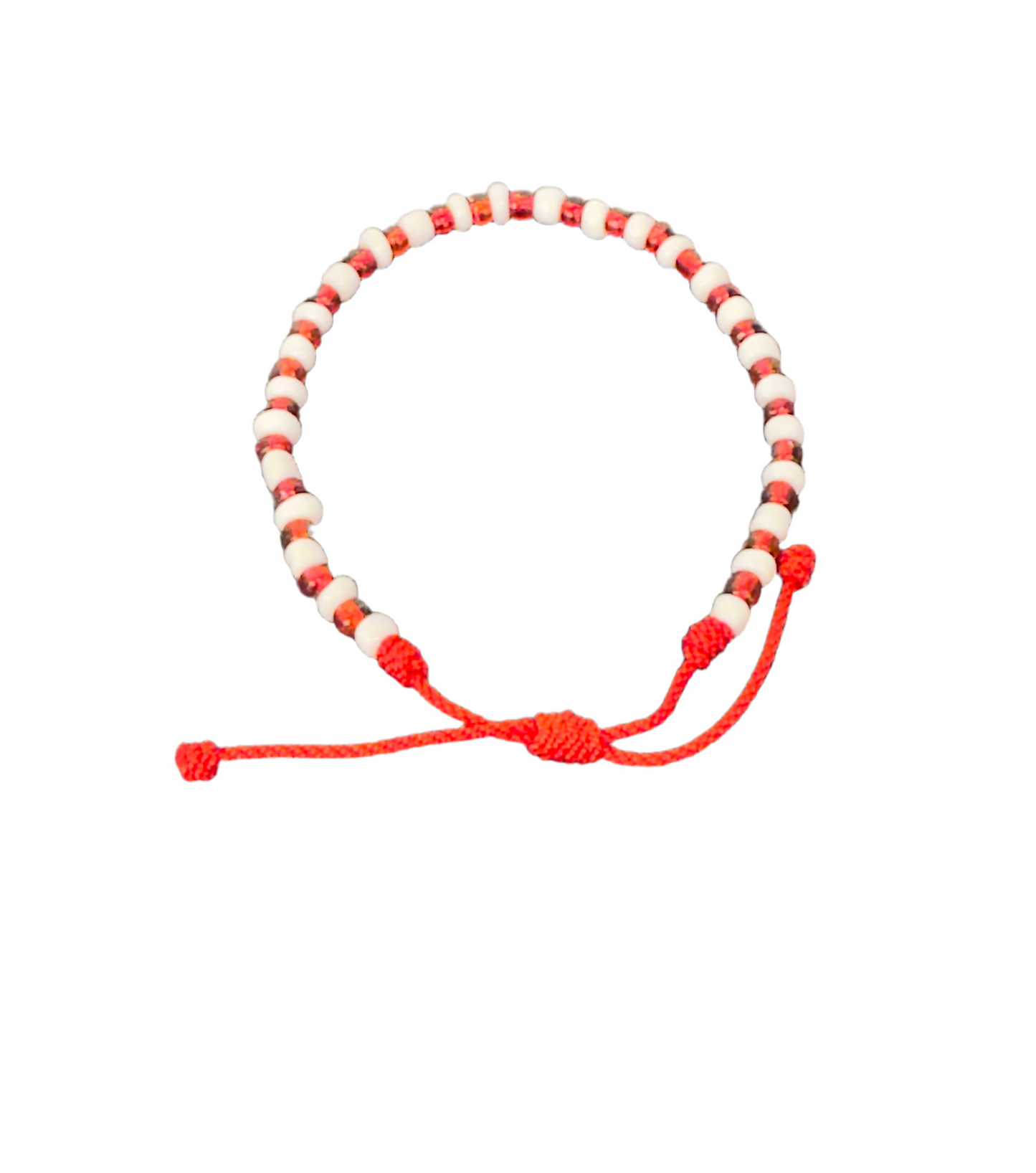 Orisha Chango/Shango Handmade Beaded Pull String Bracelet Red and White