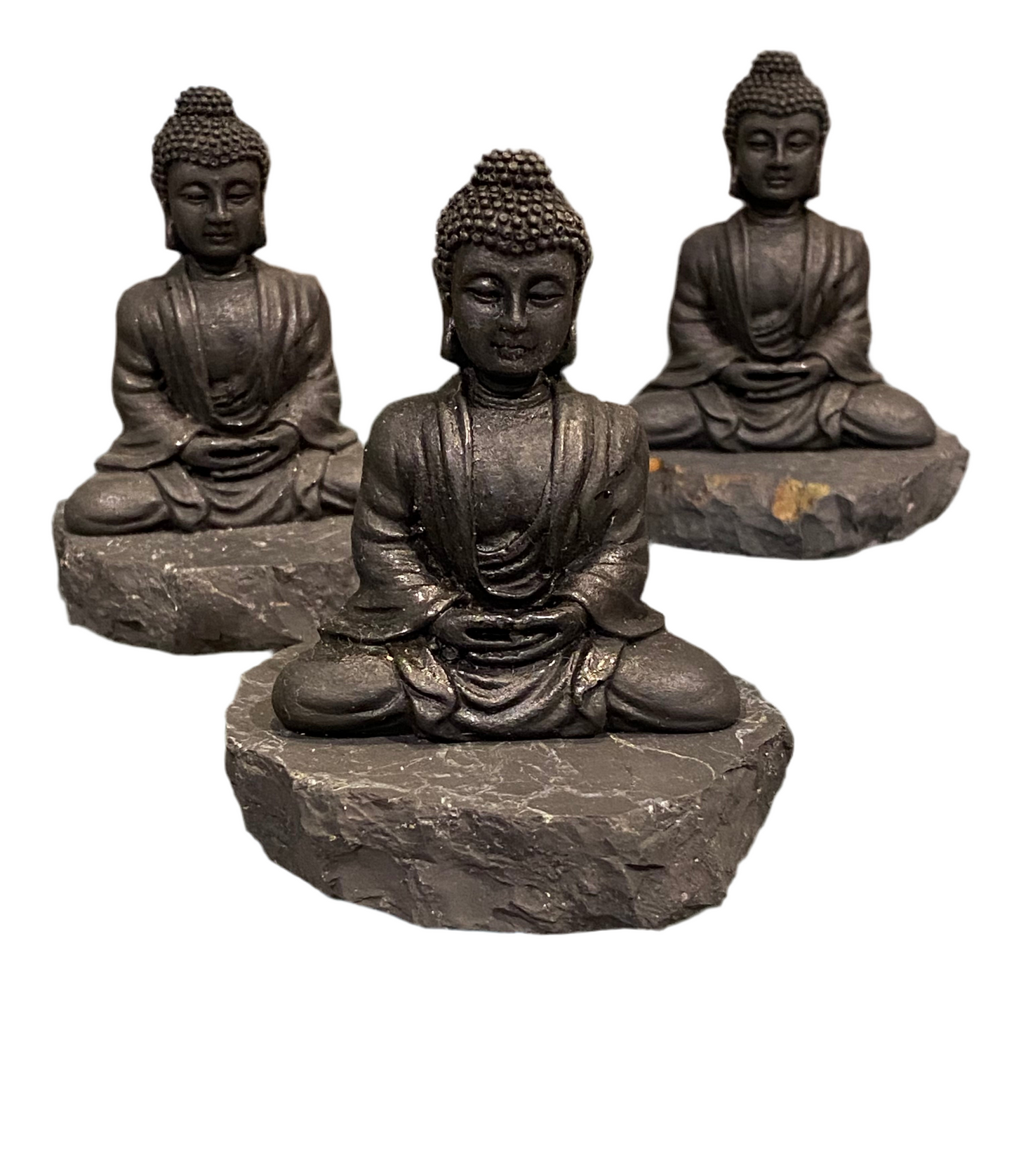 Small Hand-carved Shungite Meditation Sitting Buddha on Shungite Platform