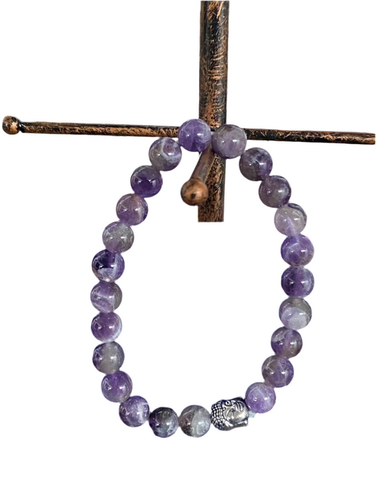 Amethyst Gemstone Bracelet With Buddha Charm