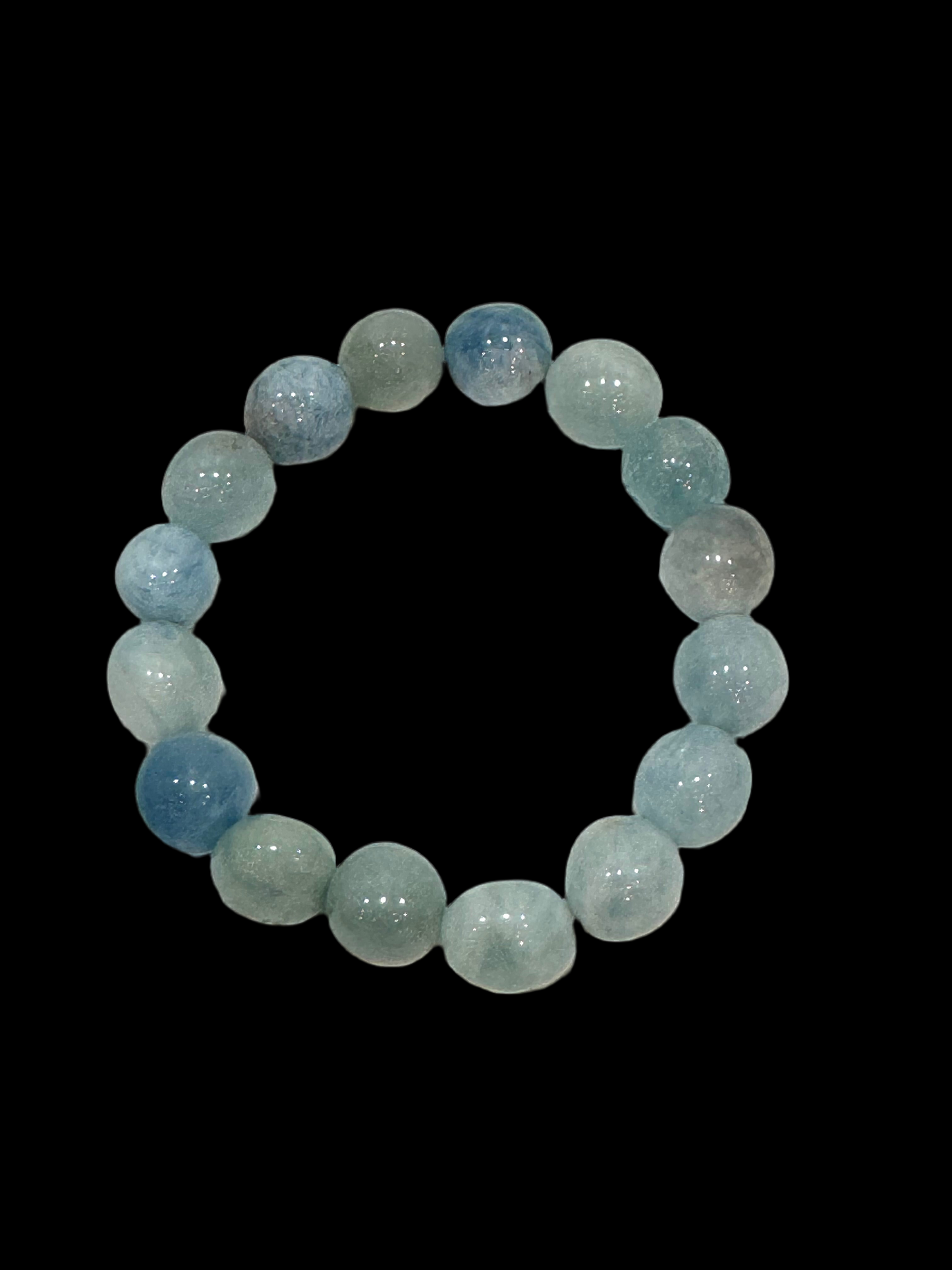 Aquamarine Rounded Polished Beaded Gemstone Bracelet 8mm