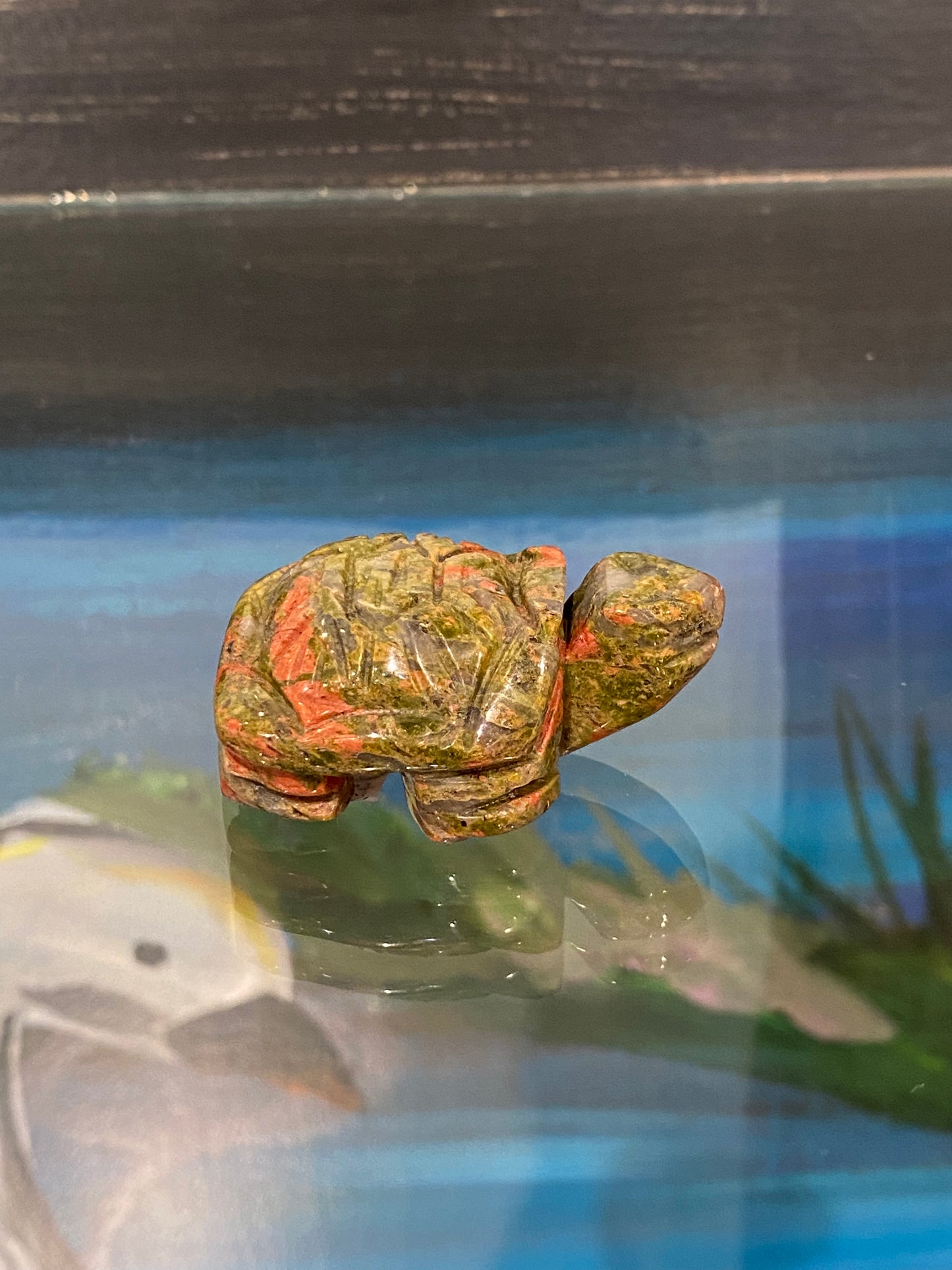 Unakite Spirit Animal Turtle Polished Hand Carved