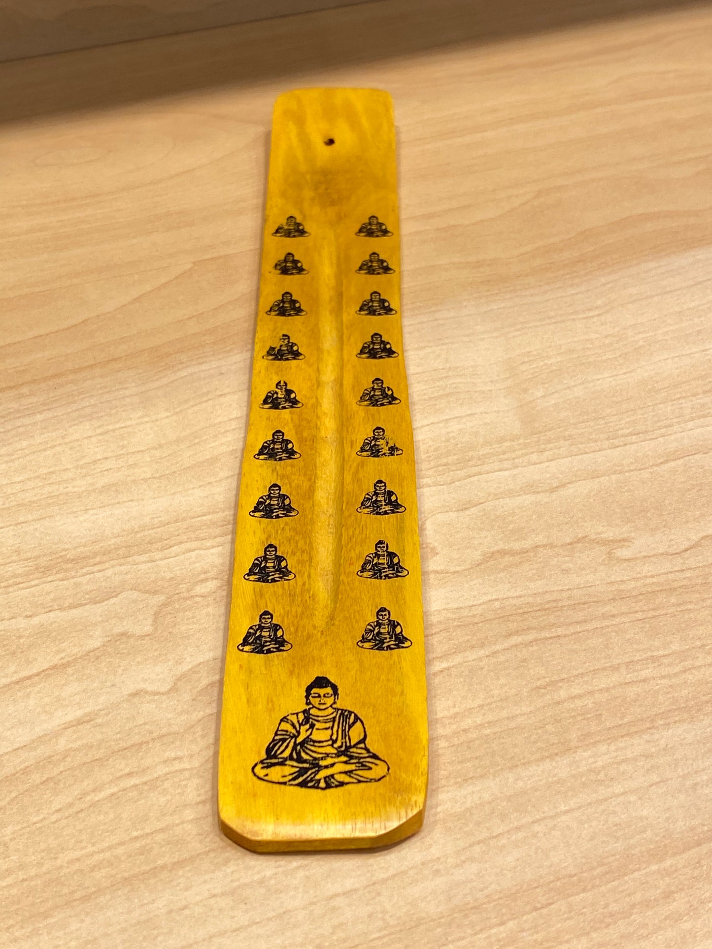 Wooden Incense Stick Holder Buddha (Yellow )