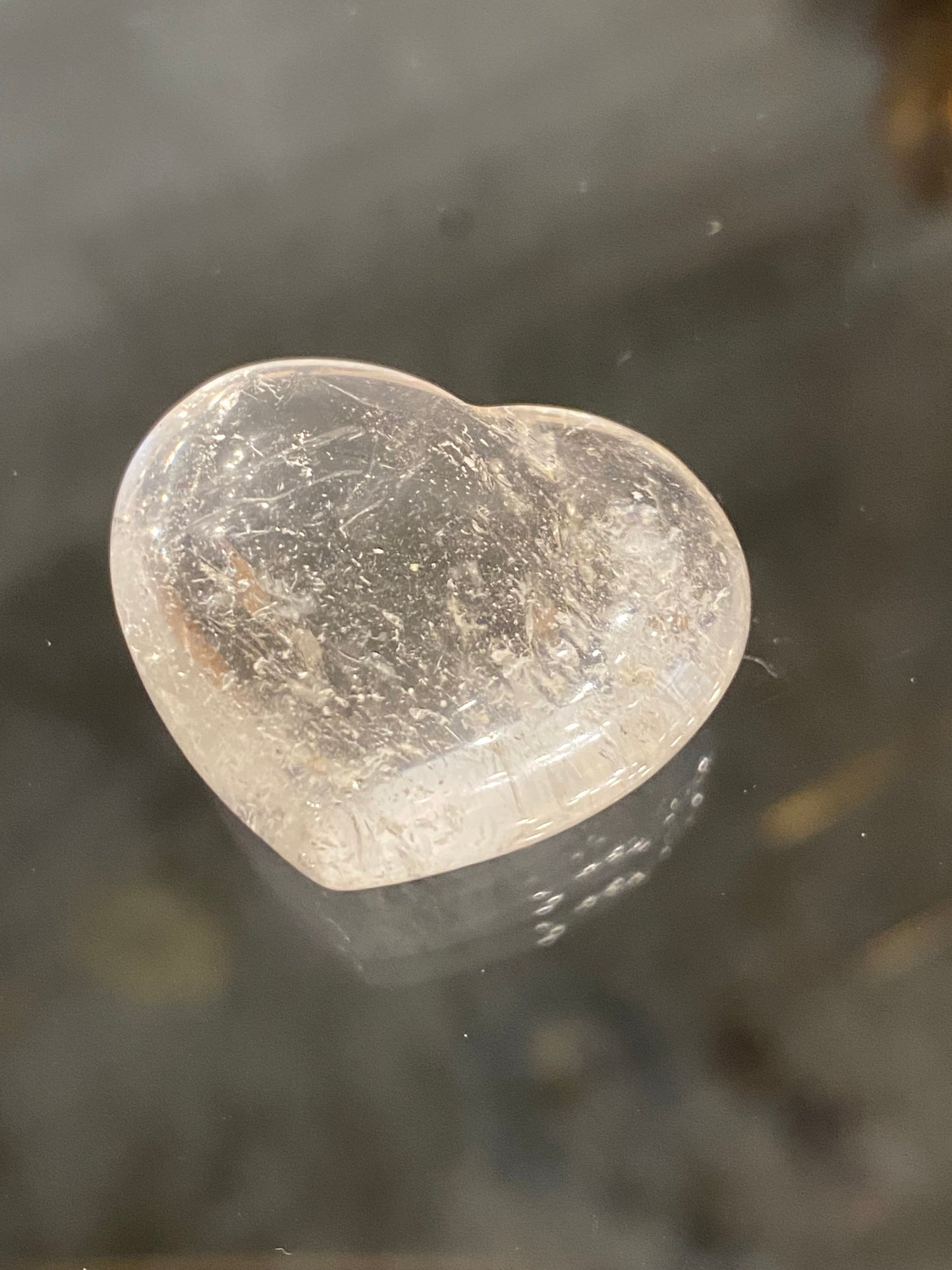 Clear Quartz Hand Carved Polished Pocket Heart