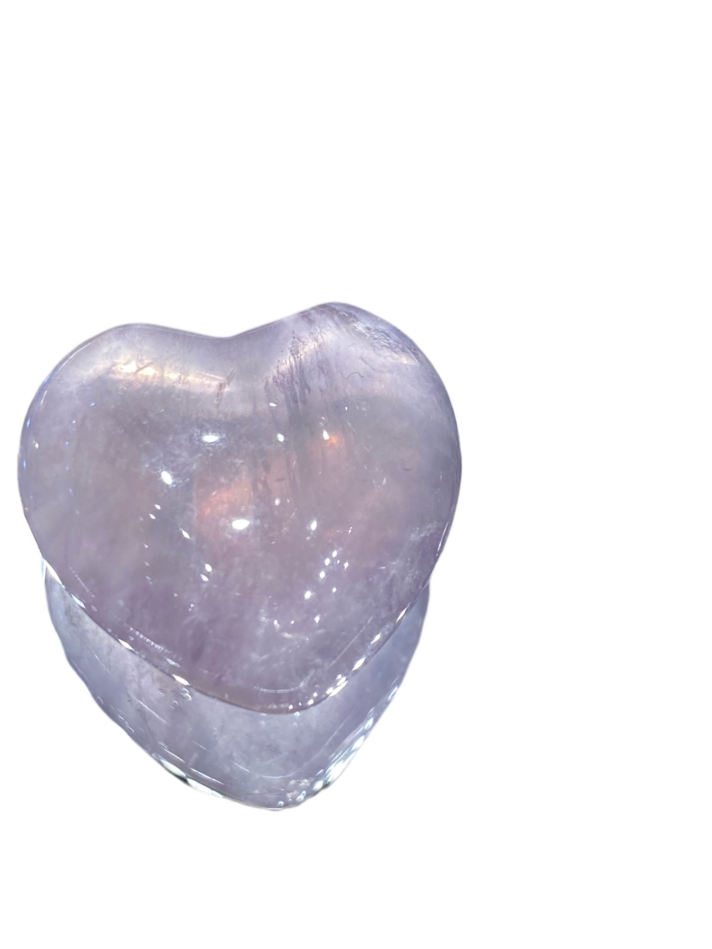 Light Amethyst Heart Pocket Size Hand Carved