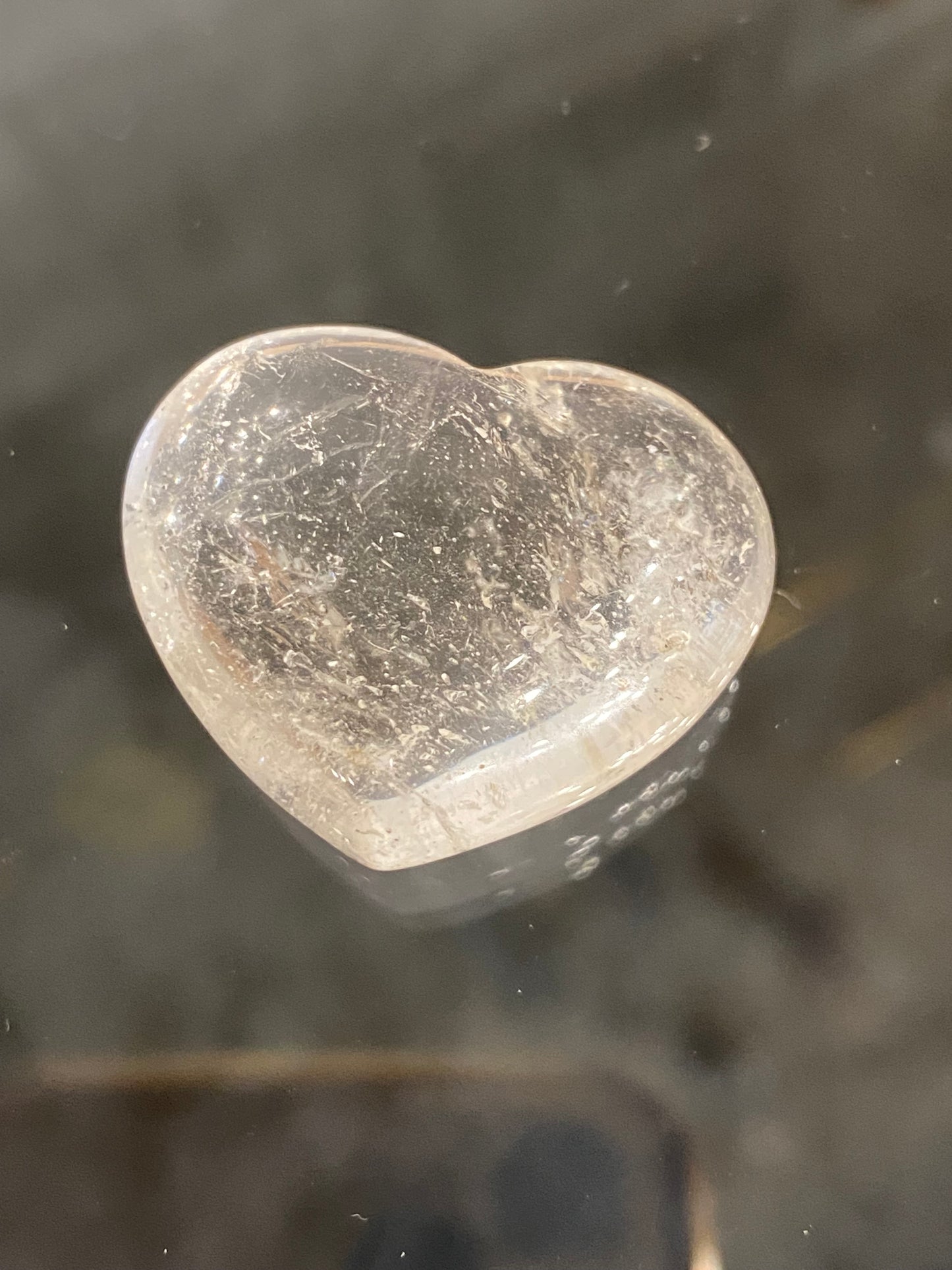 Clear Quartz Hand Carved Polished Pocket Heart