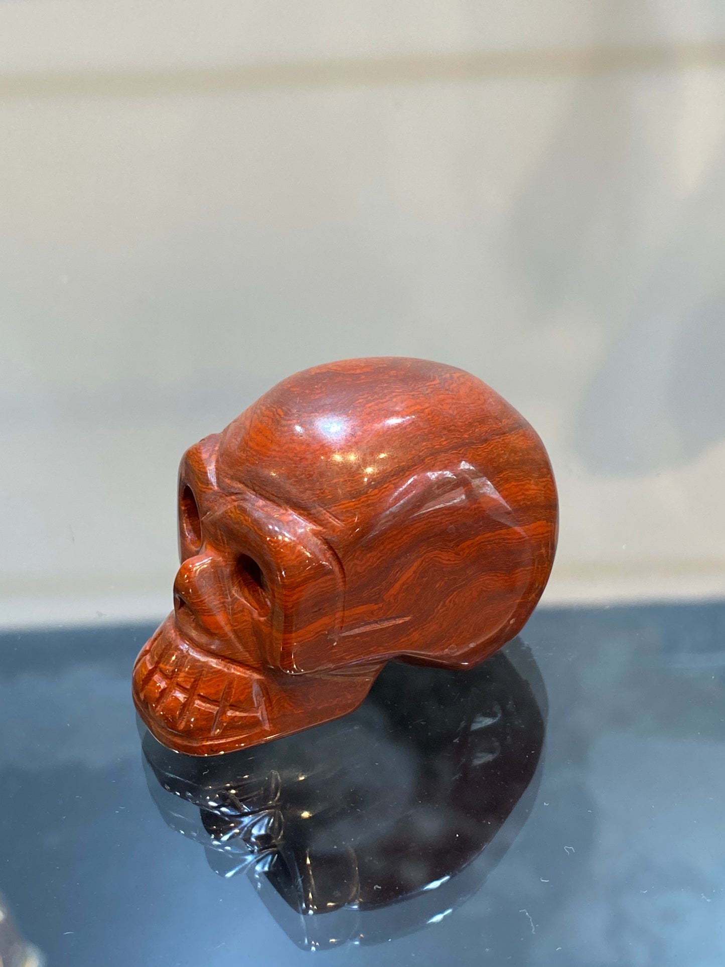 Polished Natural Hand Carved Red Jasper Crystal Skull Small