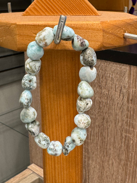 Larimar Natural Nugget Beaded Stretch Bracelet