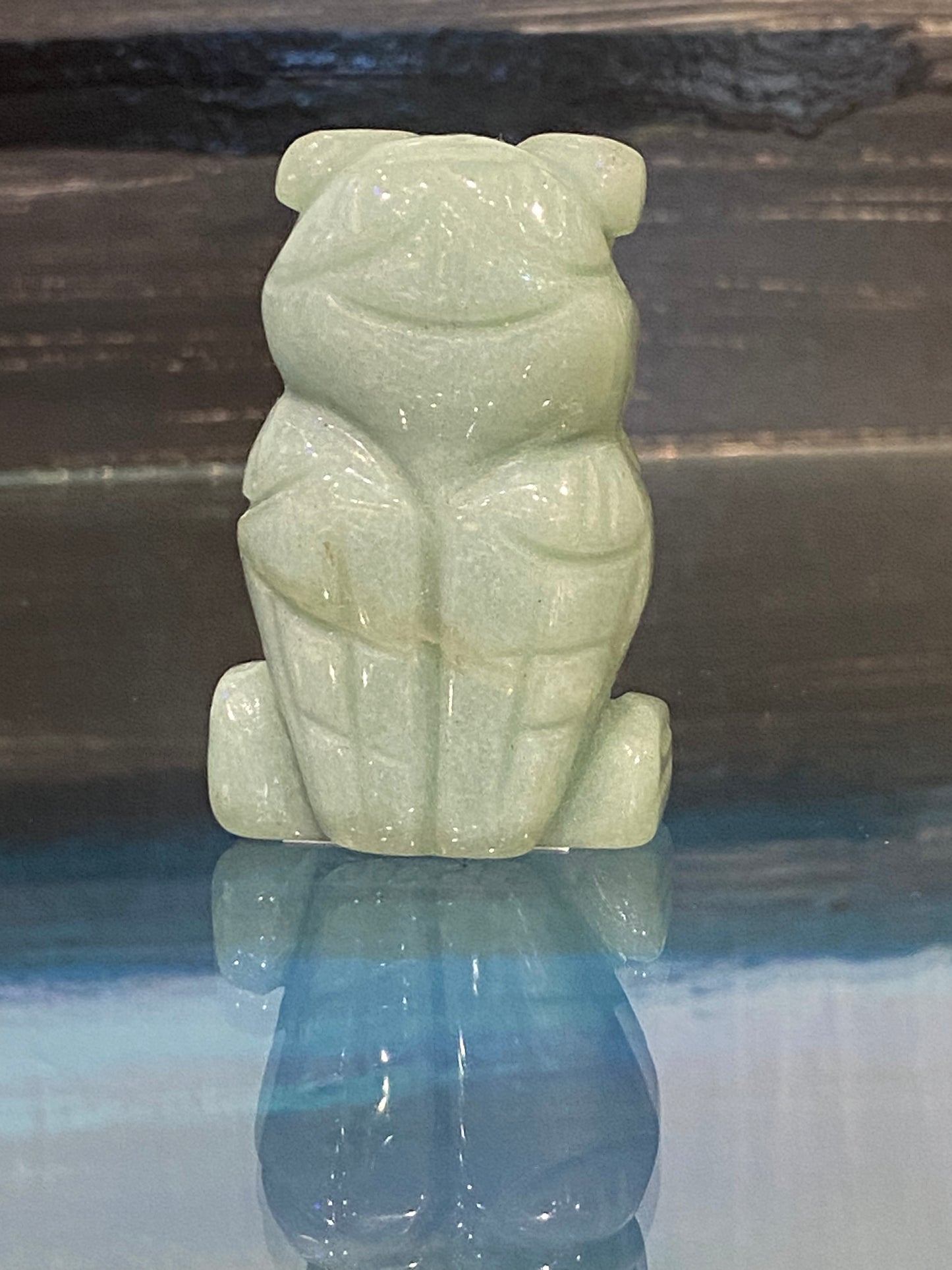 Green Aventurine Spirit Animal Hand Carved Owl