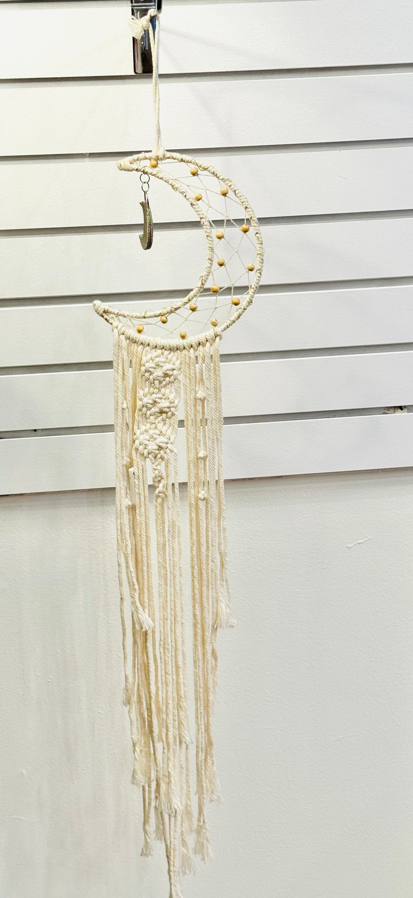 Moon Star Macrame Wall Hanging Decor White