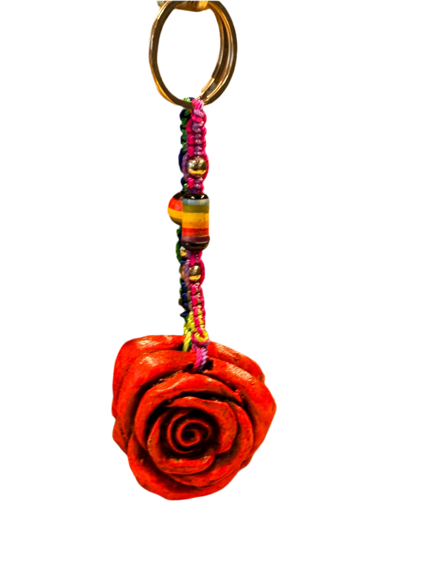 Red Rose Flower Keychain