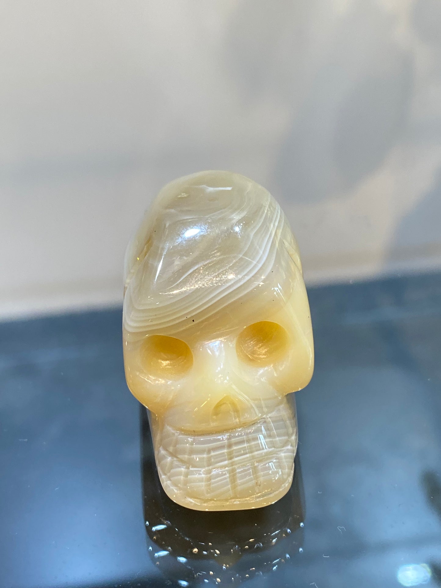 Polished Hand Carved Agate Crystal Skull Small