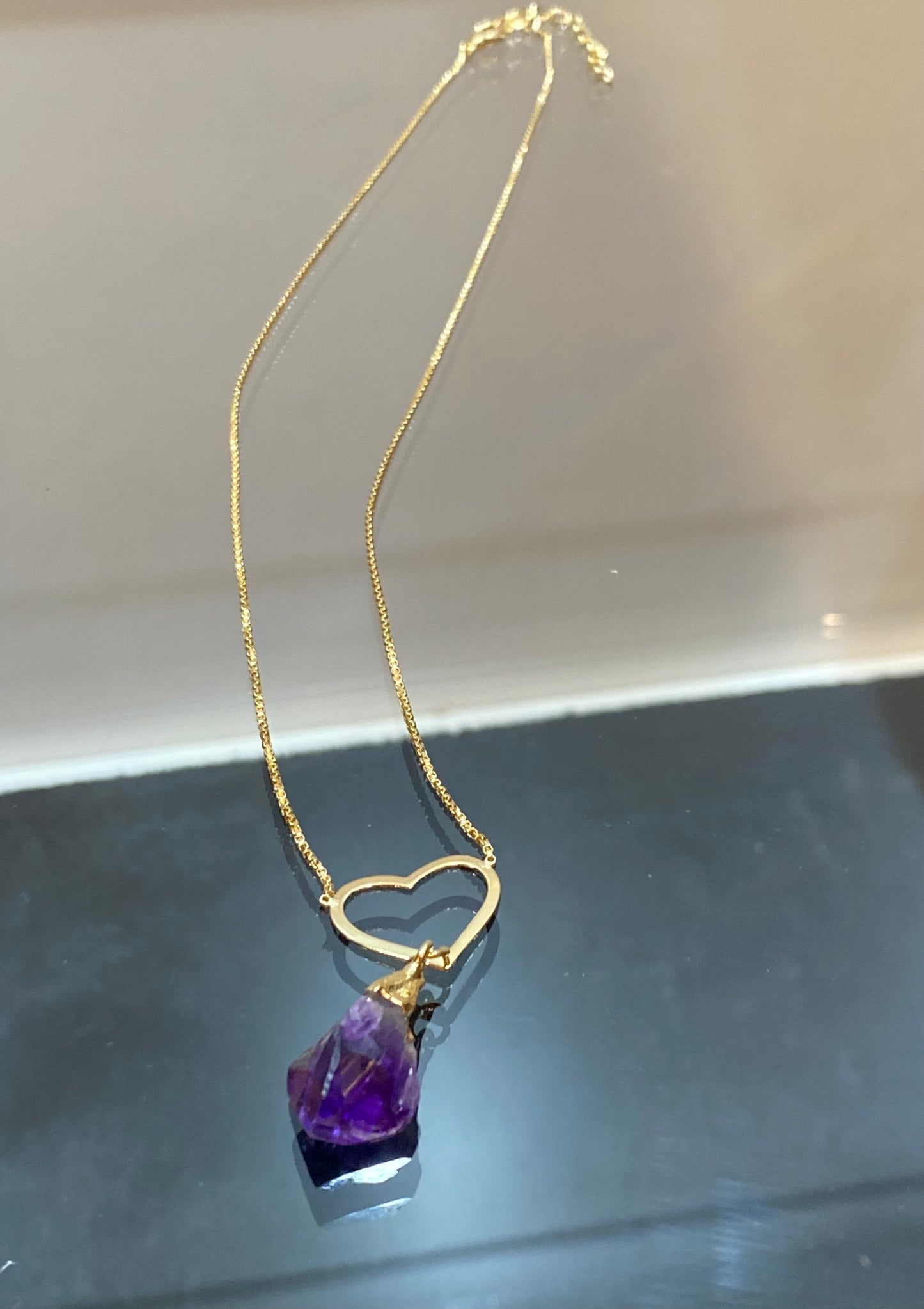 Amethyst Stone Heart Necklace