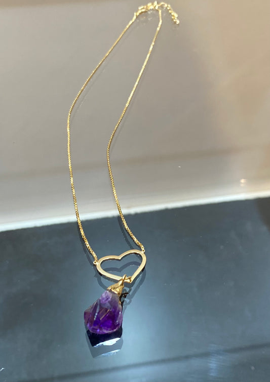 Amethyst Stone Heart Necklace