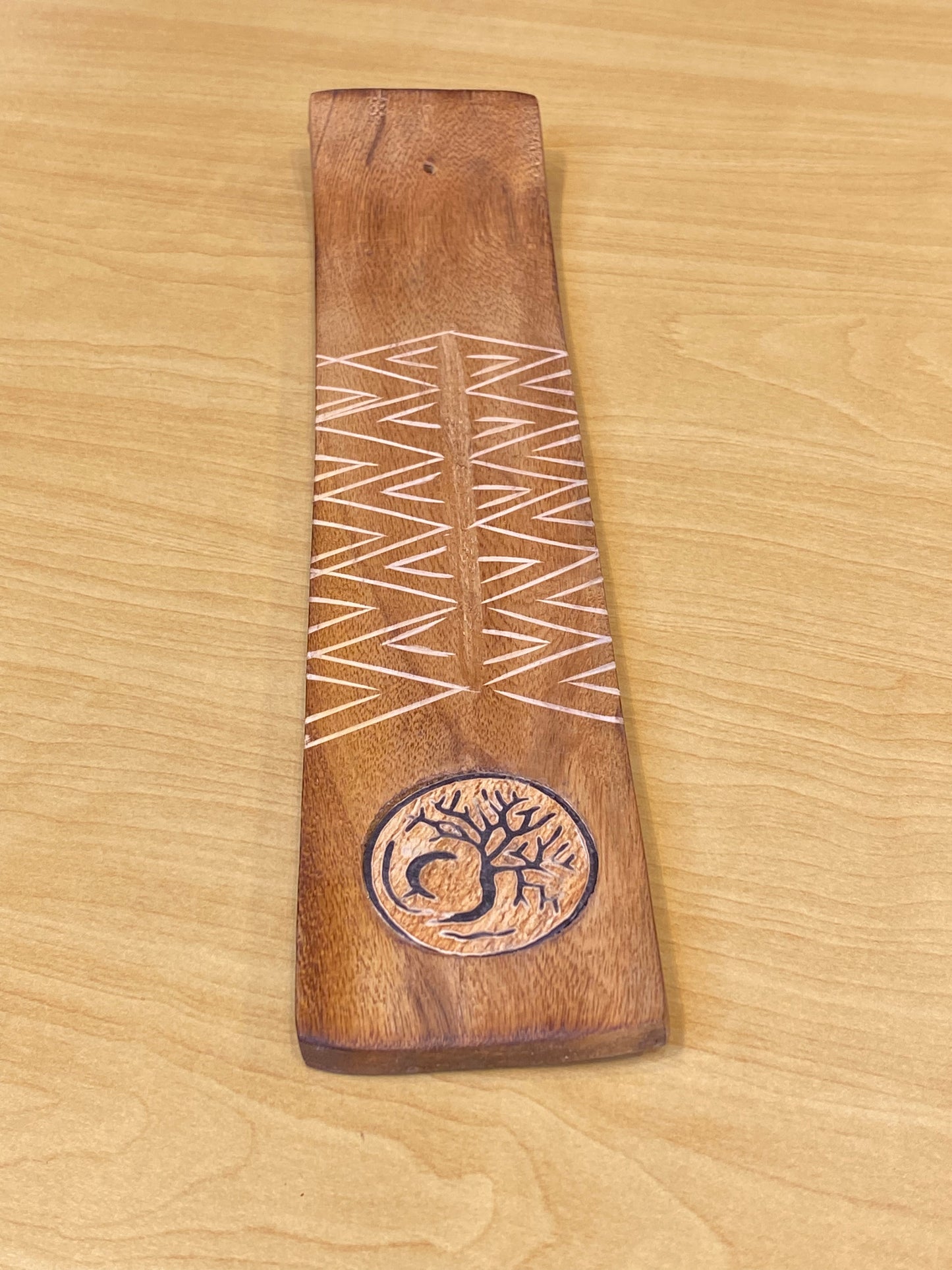 Wooden Ash Catcher Wide Incense Stick Holder Tree Of Life within Moon