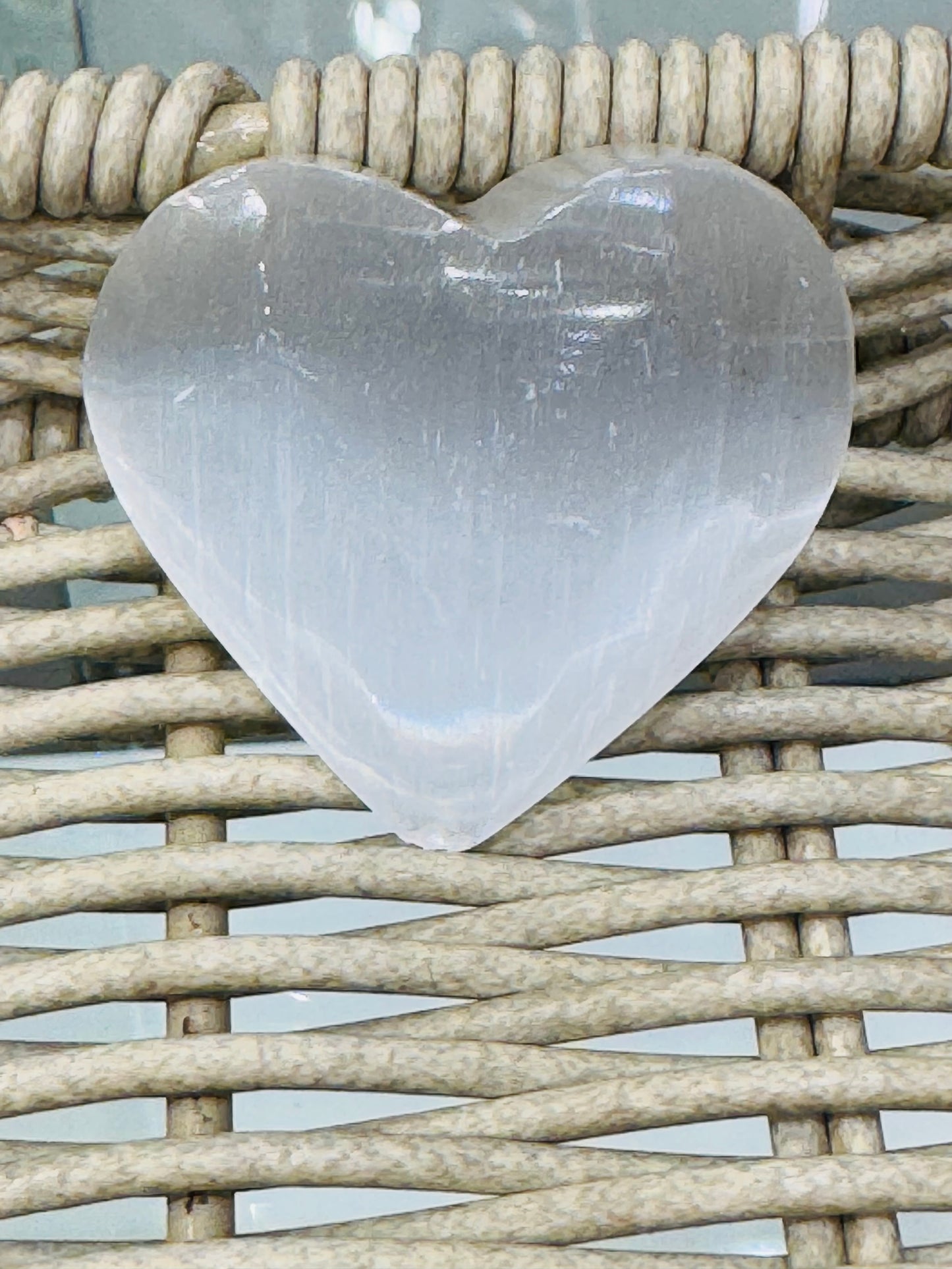 Selenite Heart Palm Stone Medium Size 1pc