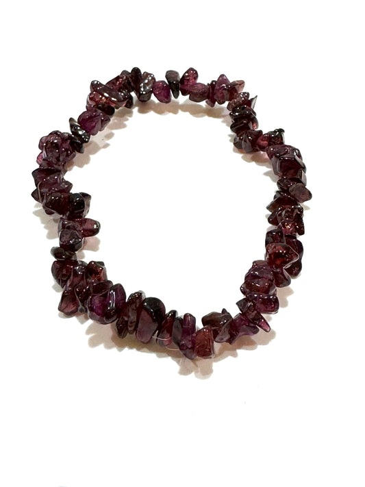 Garnet Chips Gemstone Stretch Bracelet