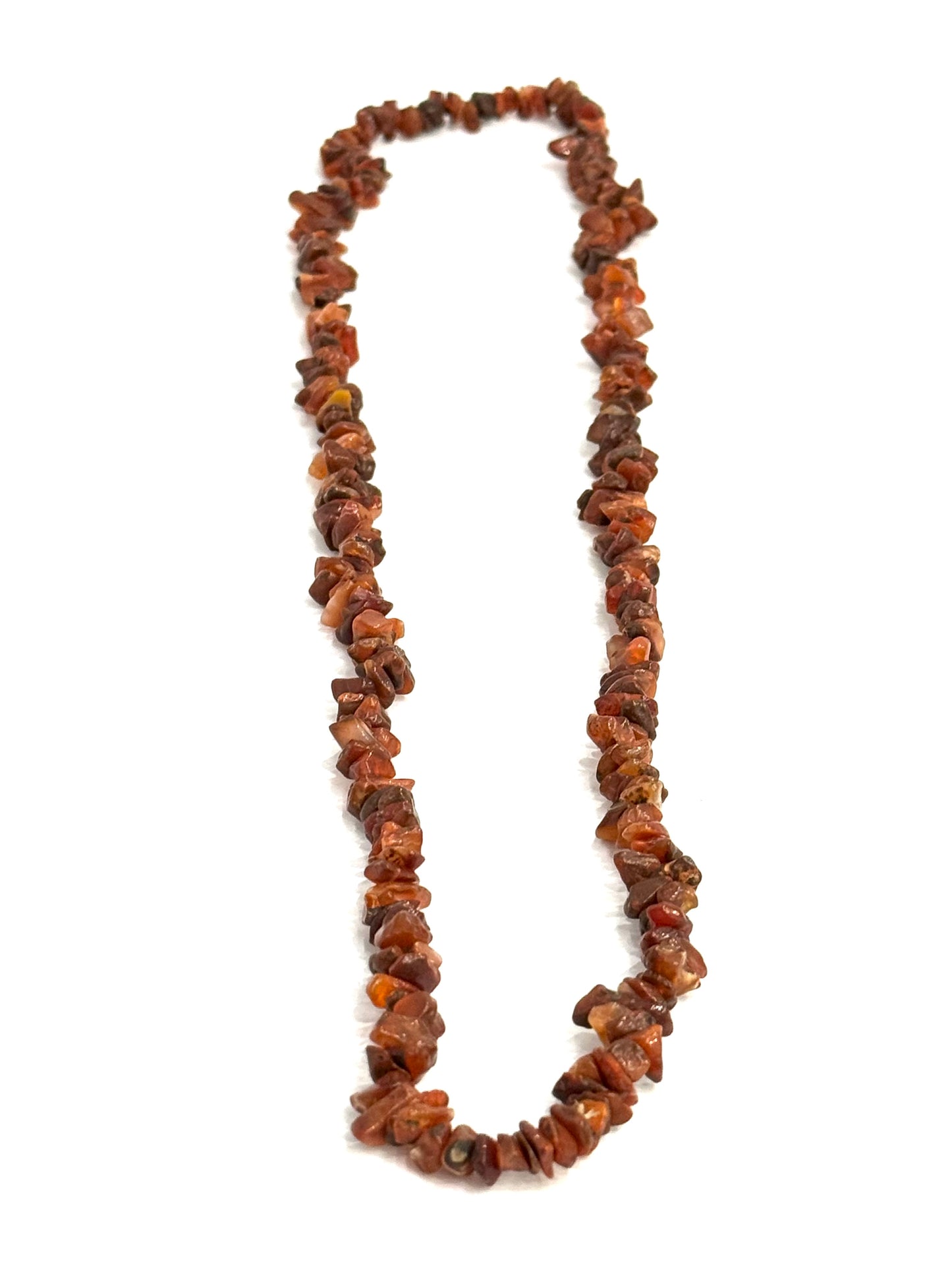 Carnelian Agate Dark Chip Long Necklace