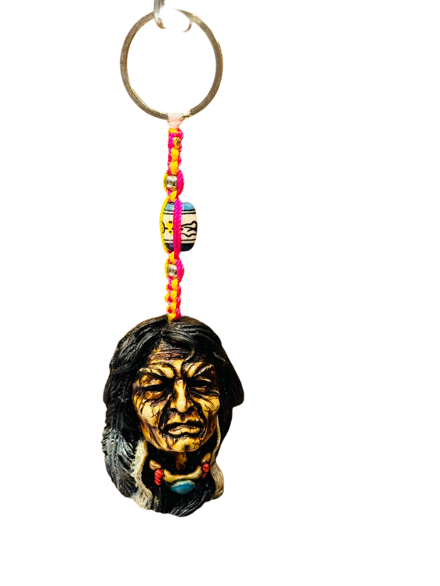 Sitting Bull Indian Durepox Resin Figurine Keychain