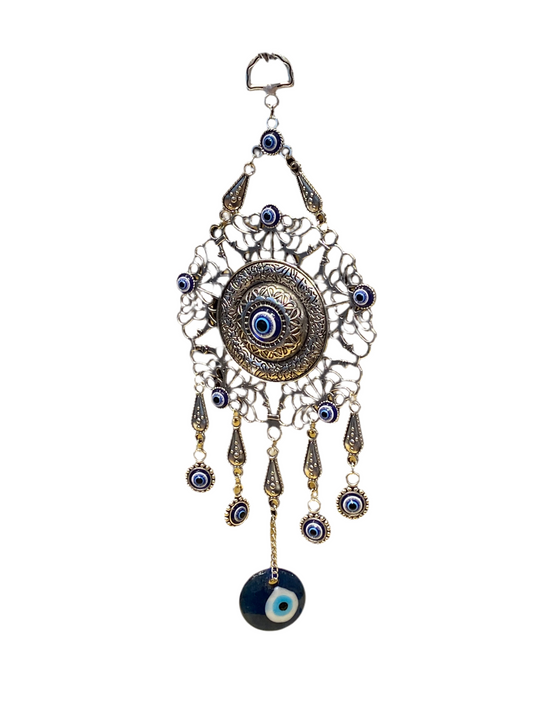 Mandala Evil Eye Hanging Wall Ornament with intricate mandala design, protective amulet against negative energy.