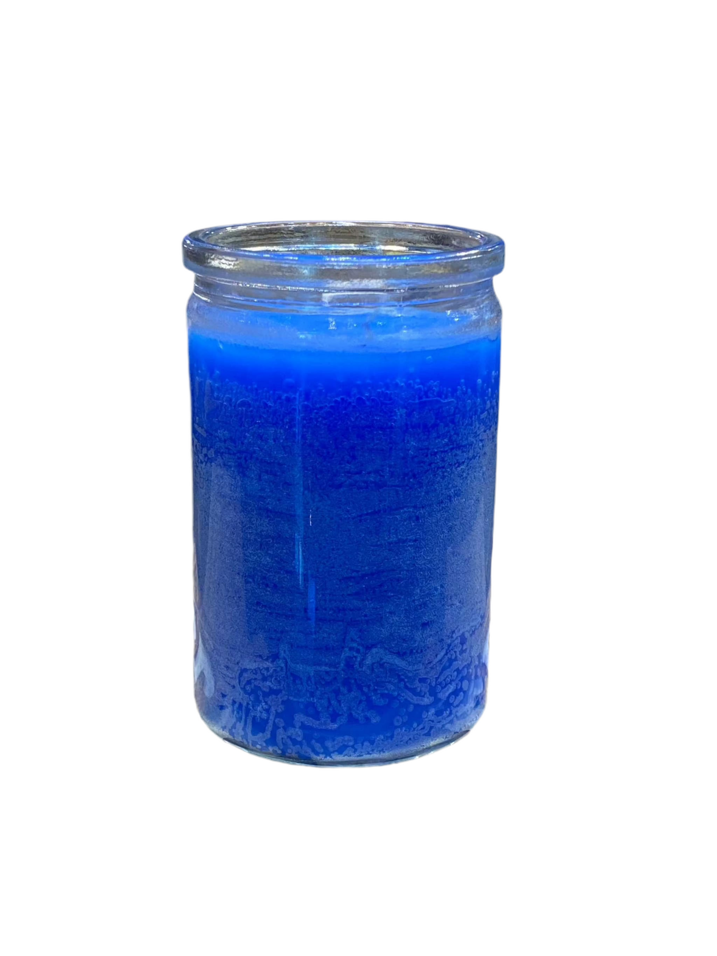 Prayer Blue 50 Hour Candle in a glass jar.