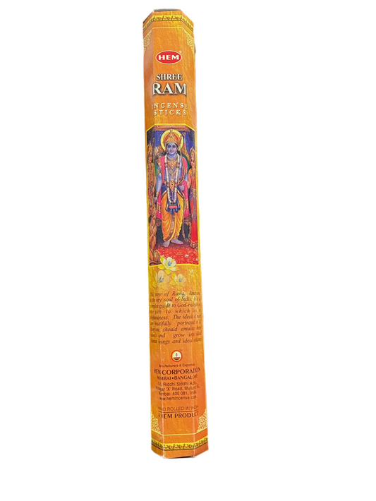 HEM Ram Incense Sticks pack with divine fragrance for meditation and spiritual rituals.