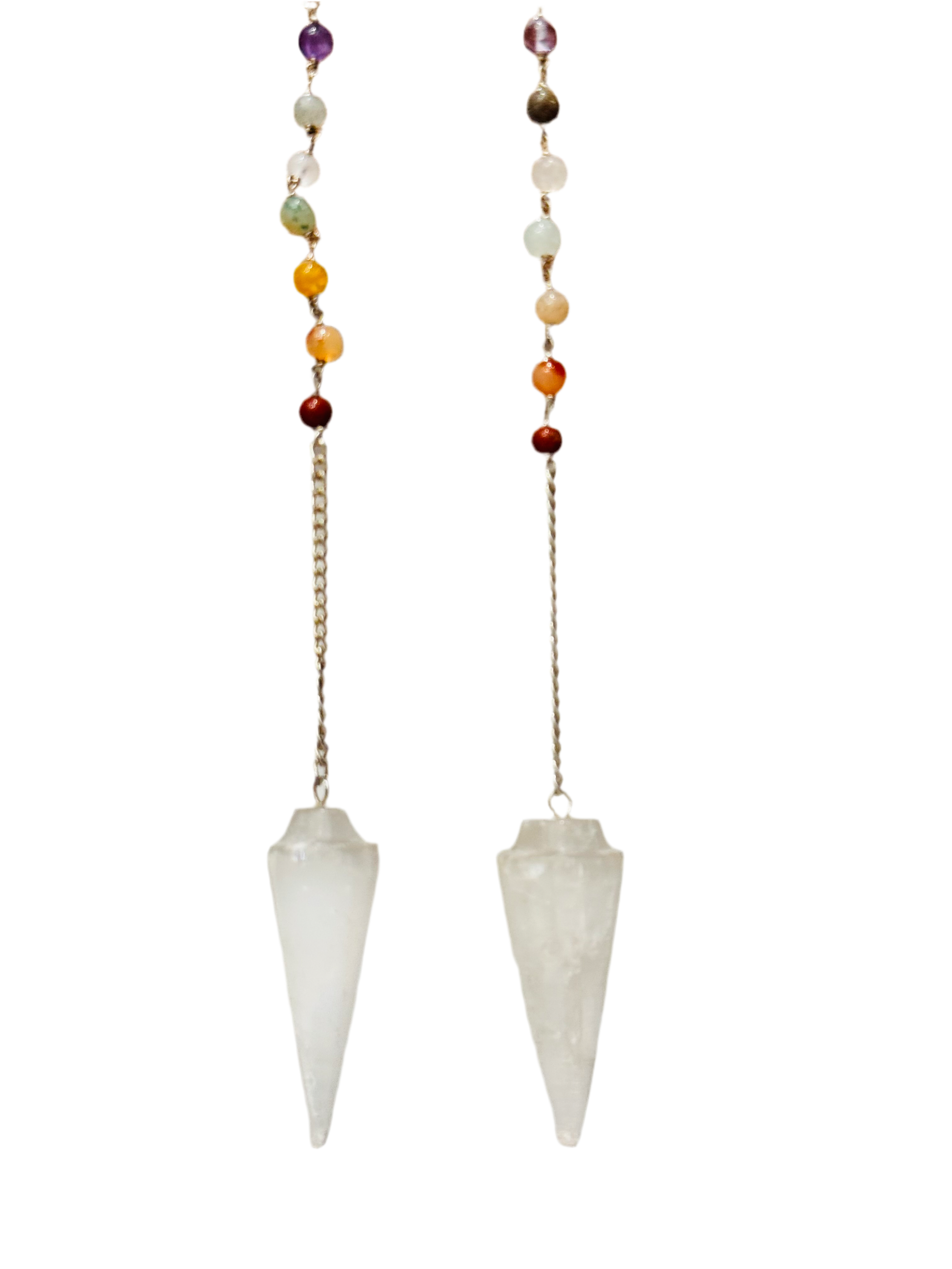 Seven Chakra Selenite Pendulum 