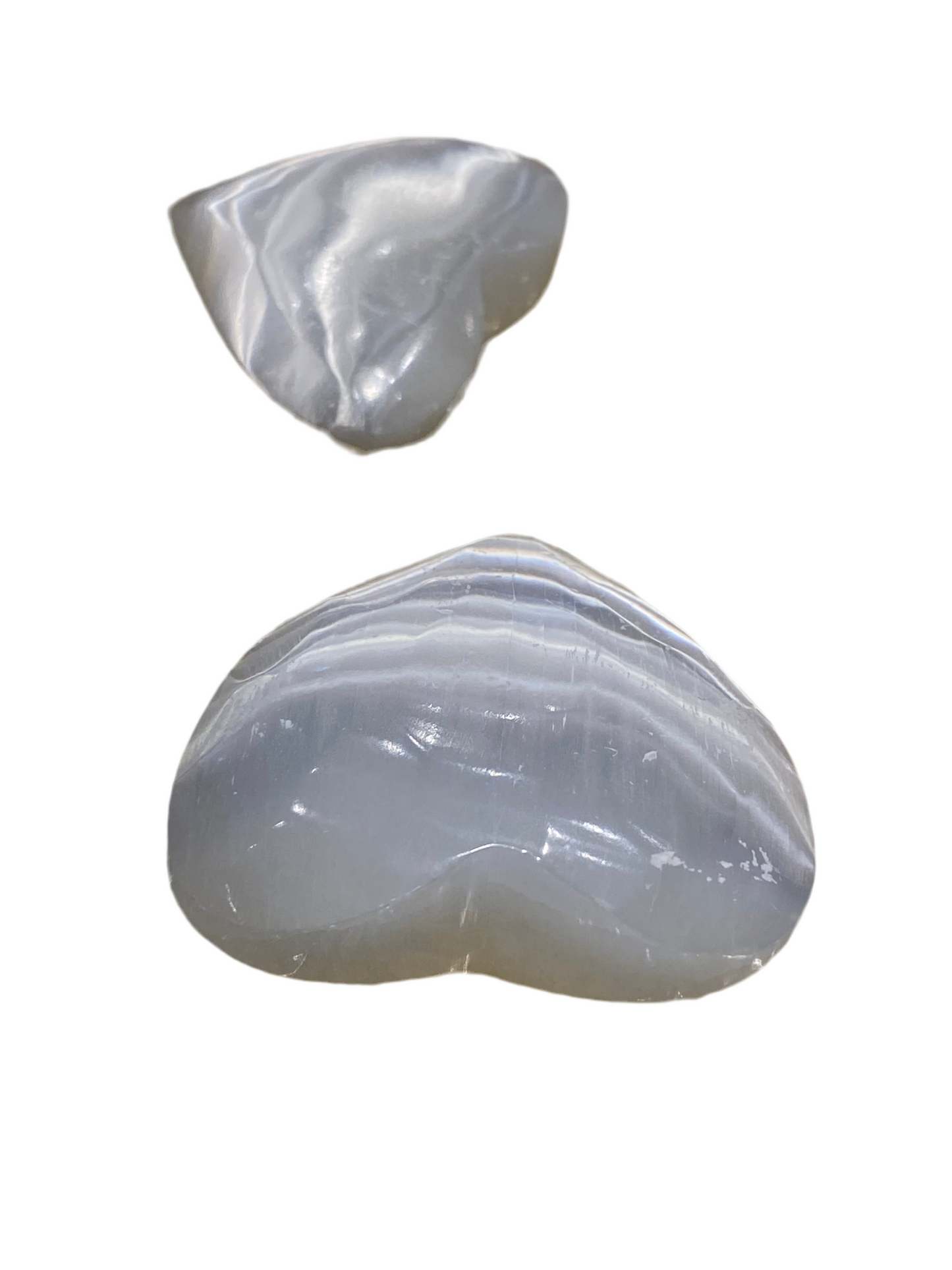 Selenite Heart Palm Tumbled Hand Carved Polished Large Stone