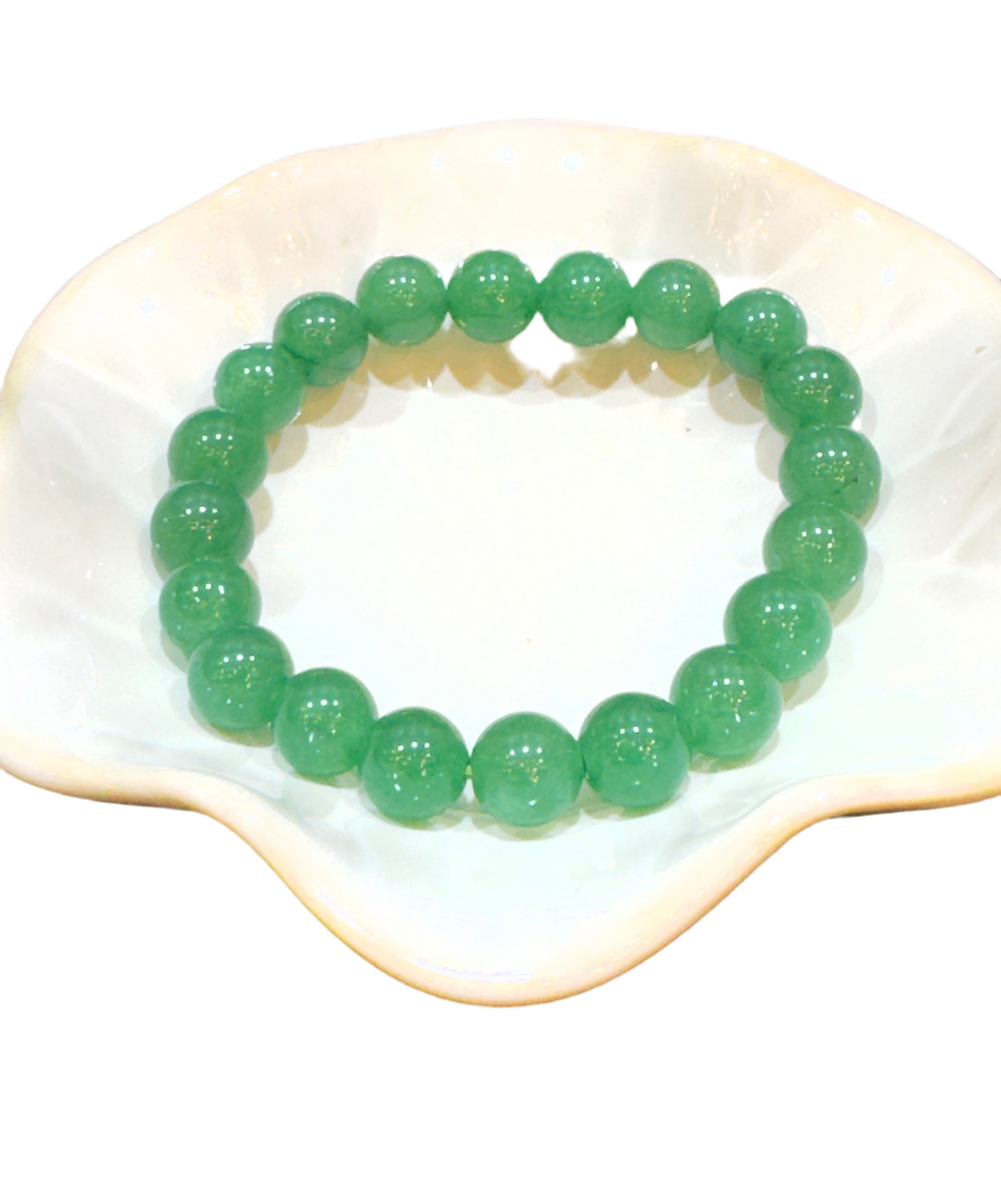 Green Agate 8mm Round Beaded Gemstone Stretch Bracelet