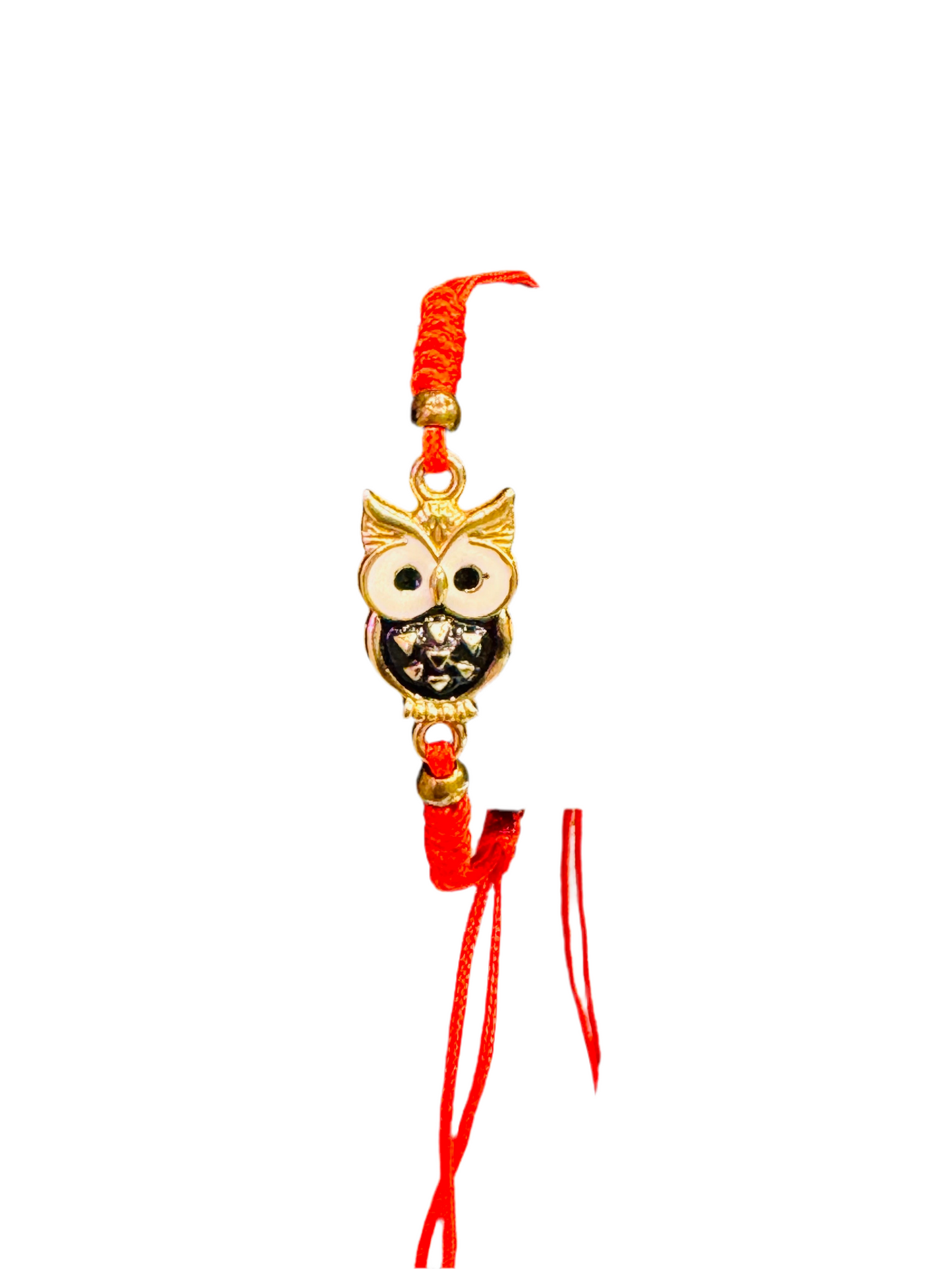 Red String Pull Tie Bracelet With Owl Charm