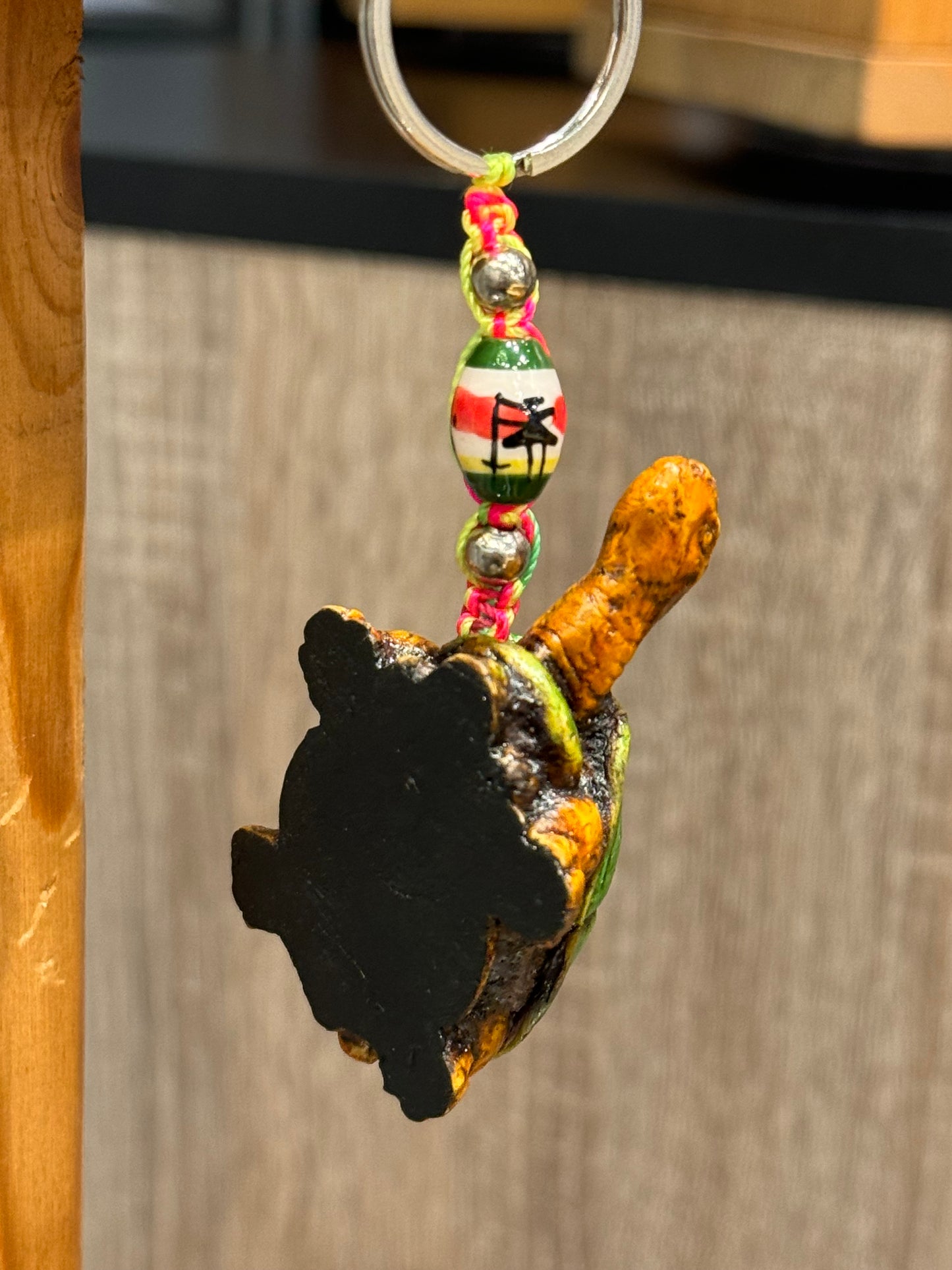 Turtle Land Animal Durepox Resin Figurine Keychain Multi Color Cord