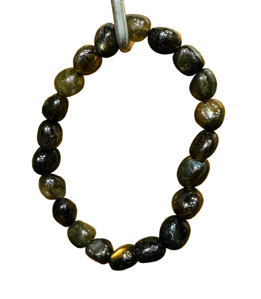 Labradorite Nugget Tumbled Bracelet 7mm for Protection, Intuition, and Aura Shielding