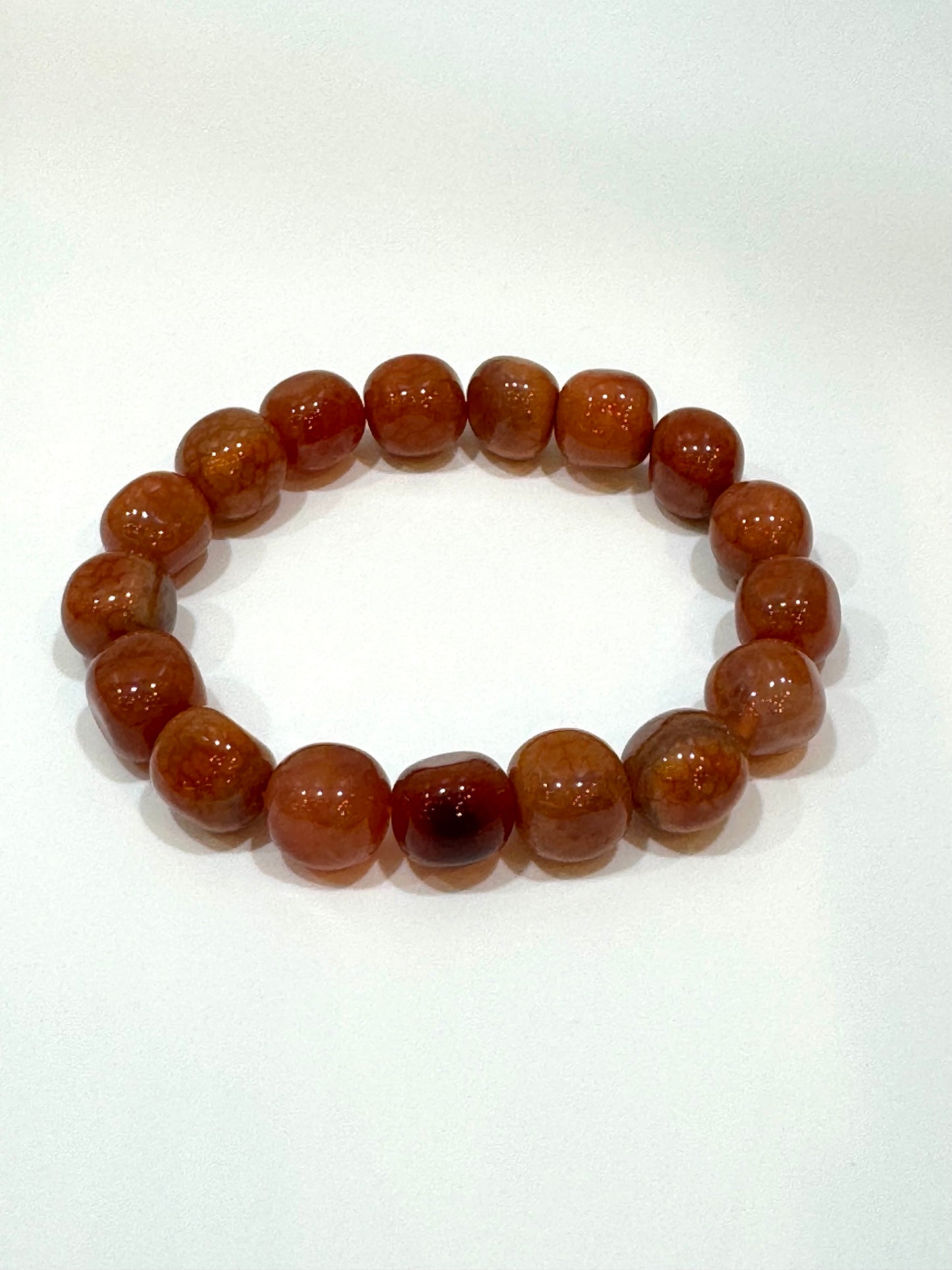 Carnelian Polished Stretch 10mm Free-Form Beaded Bracelet