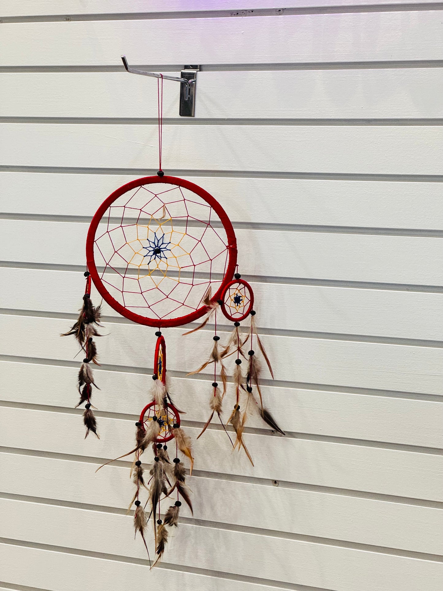 Dreamcatcher Big Chief Red with Beads and Feathers