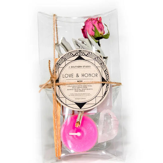 Love & Honor Ritual Kit – Romantic Intention Gift Set with Rose Quartz and Candle Mini