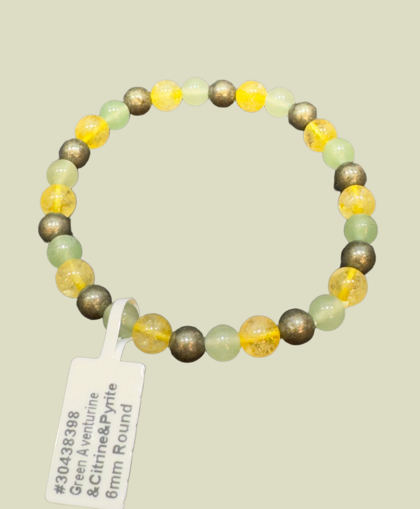 Green Aventurine, Citrine and Pyrite Beaded Bracelet