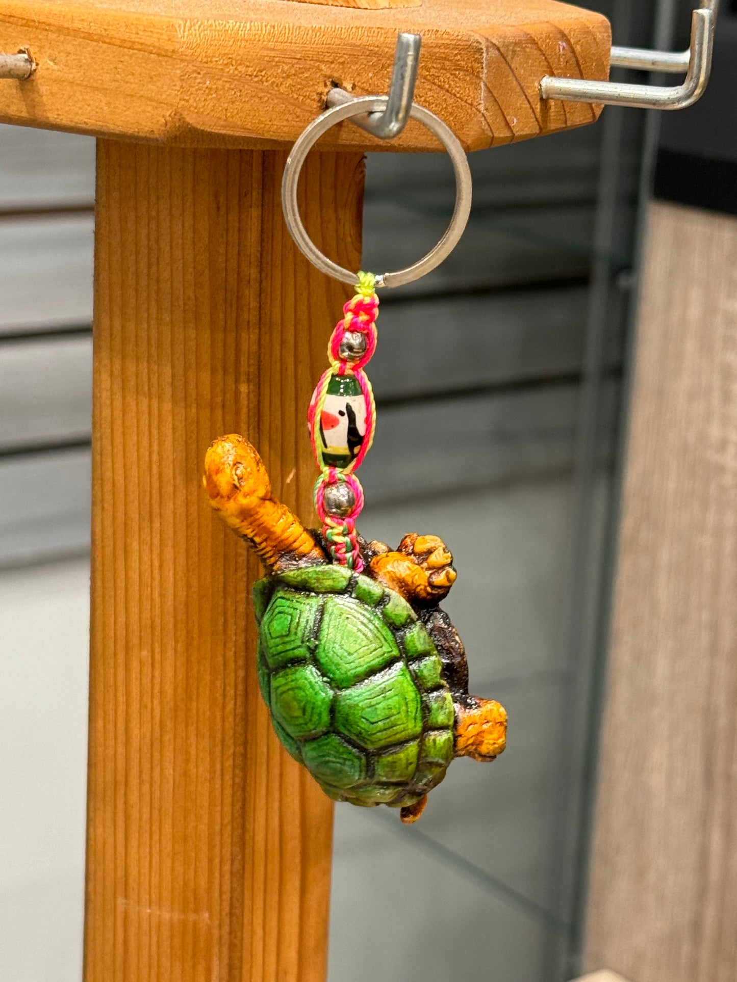 Turtle Land Animal Durepox Resin Figurine Keychain Multi Color Cord