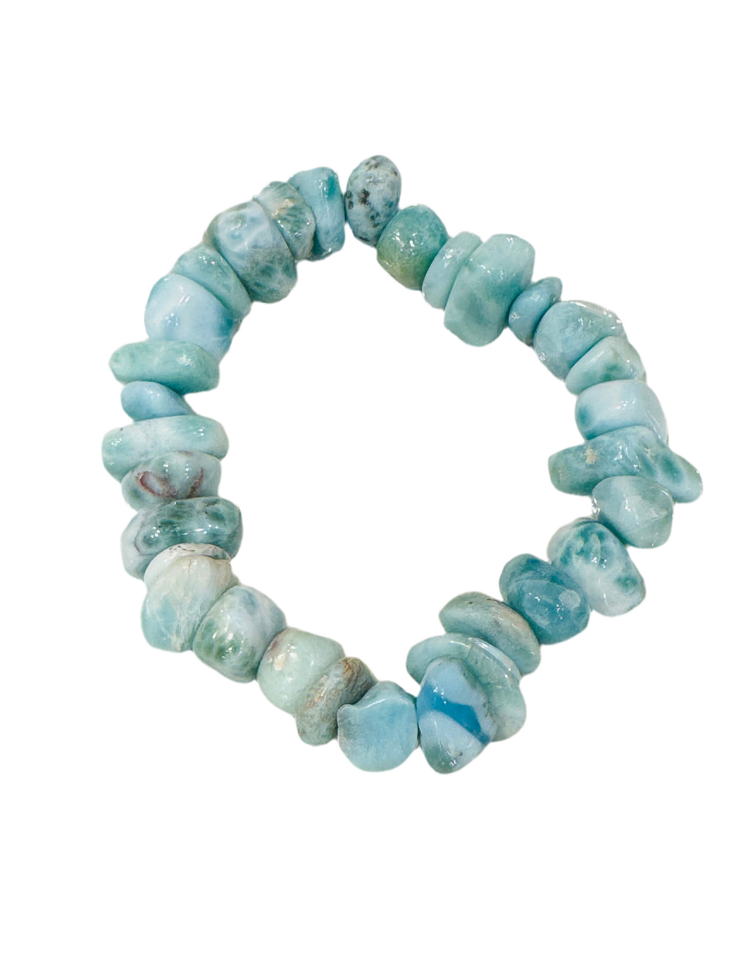 Larimar Chips Bracelet Free Form Beaded Tumbled