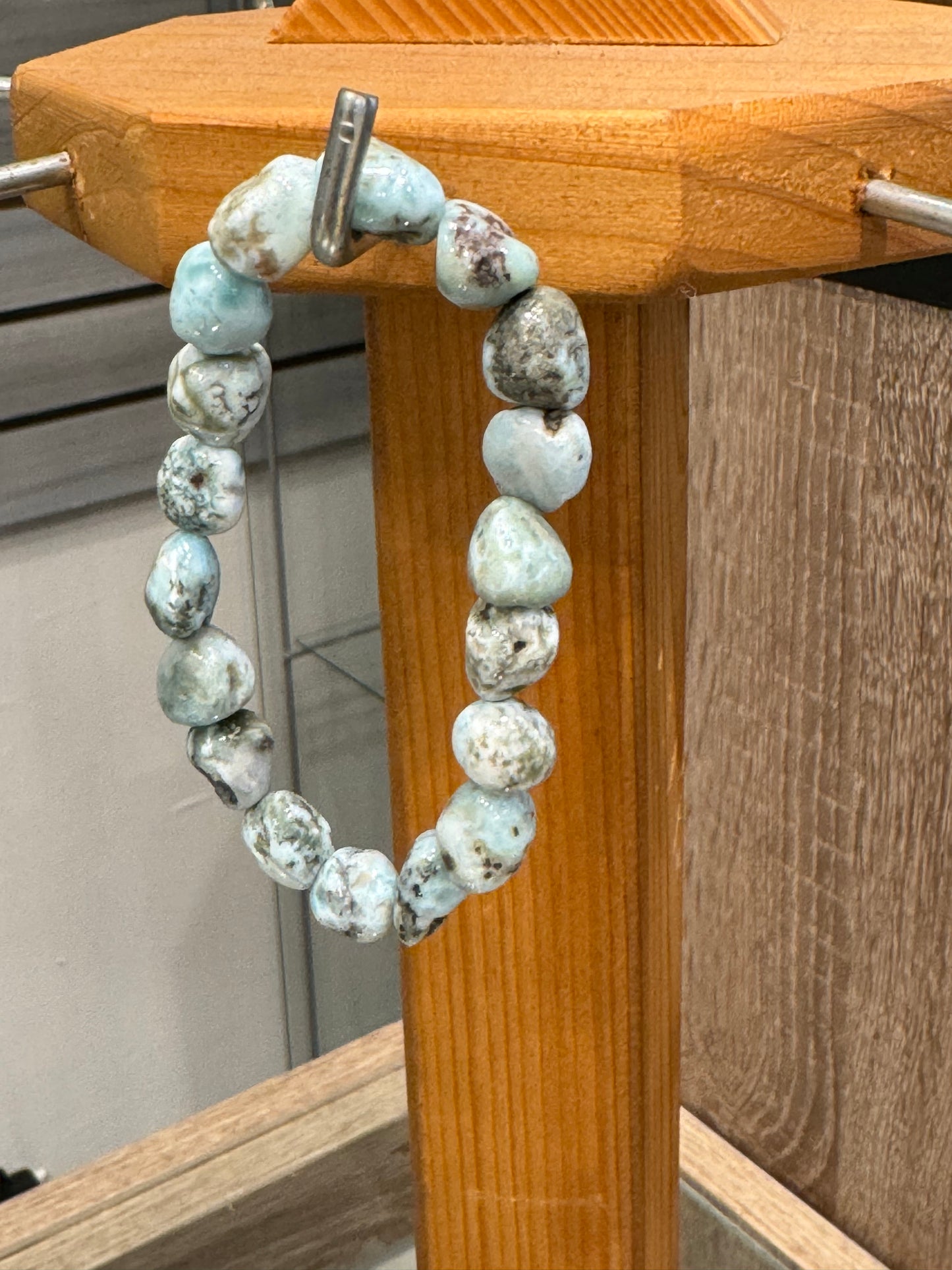 Larimar Natural Nugget Beaded Stretch Bracelet