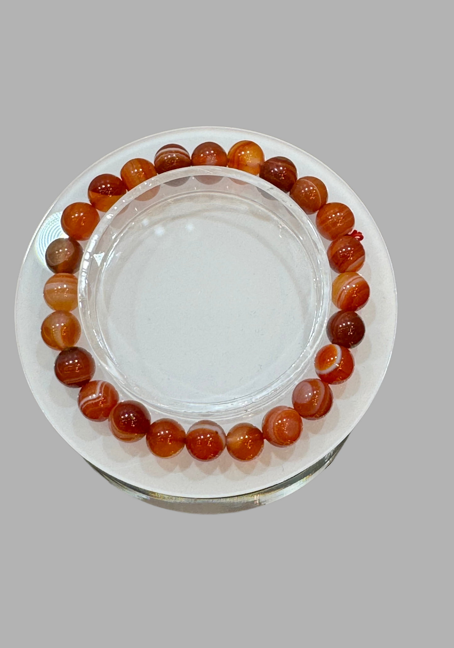 Fire Agate Round Stretch Beaded Bracelet