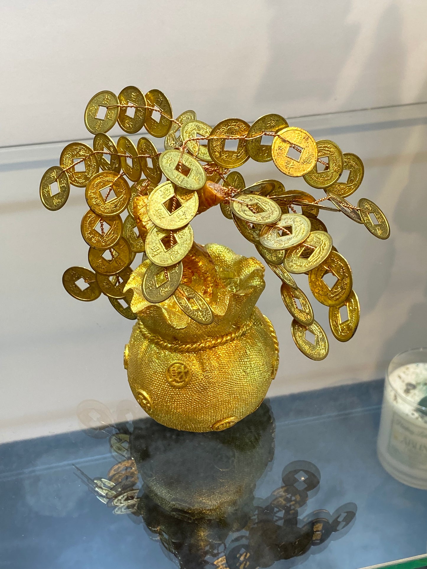 Bonsai Money Tree In Gold Money Bag